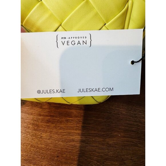Jules Kae Anthropologie Lilian Shoulder Bag Chartreuse Gold Chain Vegan Leather - Picture 8 of 10